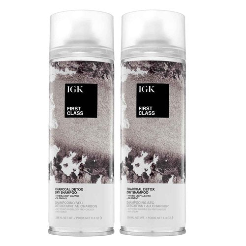 IGK FIRST CLASS Charcoal Detox Dry Shampoo | Volume + Soothes Scalp + Balance Oil | Vegan + Cruelty Free | 6.3 oz (Pack of 2)