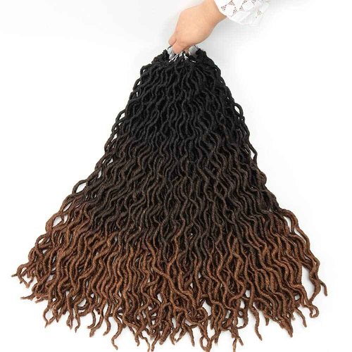 Eliza 24 Inch Wavy Gypsy Locs Ombre Crochet Hair 7 Packs Goddess Locs Faux Locs Crochet hair African Roots Dreadlocs Synthetic Braiding Hair Extensions for Black Women(24",7Packs,OM3T430)