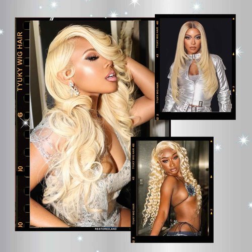 TYUKY 28 Inch 613 13x6 Lace Front Wig Human Hair 200 Density Body Wave Blonde HD Lace Front Wigs Human Hair Pre Plucked Blonde Wig Human Hair 613 Lace Frontal Wigs