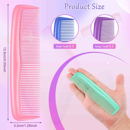 HOFASON 500 Pack Combs Bulk for Women Kids, Individually Wrapped Plastic Pocket Hair Combs Set Small Bulk Travel Combs for Styling, Homeless, Hotel, Shelter, Nursing Home, Charity, 10 Colors