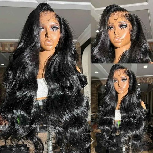 Abhayy 30 Inch Body Wave Lace Front Wigs Human Hair 13x4 HD Transparent Lace Frontal Wigs Human Hair for Women 250% Density Glueless Wigs Pre Plucked with Baby Hair