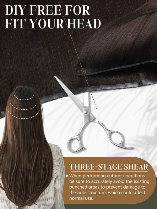 LOXXY Double Weft PU OVO Human Hair Extensions - Genius and PU Invisible Butterfly Weft Hair Extensions Real Human Hair - 16 Inch 100g Darkest Brown, Width 31.5"(80cm)