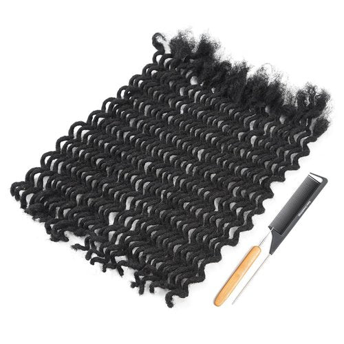 DAIXI Curly Wave Loc Extensions Human Hair, 100% Real Human Hair Dreadlock Extensions for Man/Women Handmade Permanent Dread Extensions Can Be Dyed Bleached Twisted (0.4cm, 1B, 12 Inch 30 Strands)