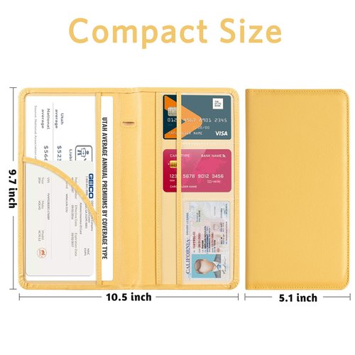 CoBak Car Registration and Insurance Holder - Vehicle Glove Box Car Organizer,Auto Truck Comparment Accessories Case with Magnetic Closure for Essential Document,Driver License,Cards