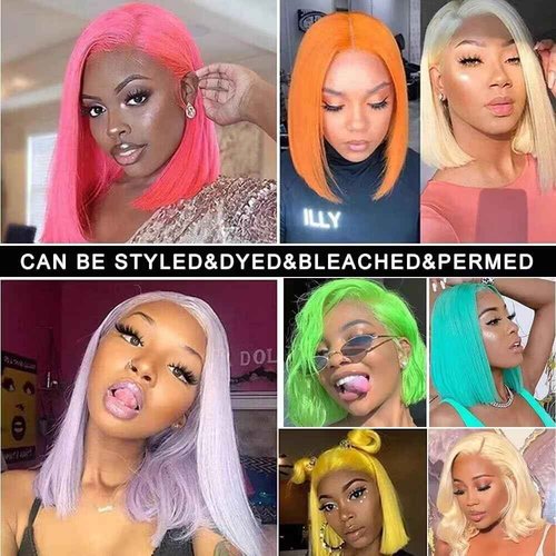 13X4 HD Transparent 613 Blonde Bob Wig Human Hair Lace Front Wigs Pre Plucked With Baby Hair 100% Unprocessed Glueless Wig Human Hair Blonde 613 Blunt Cut Short Bob Lace Frontal Wigs For Black Women