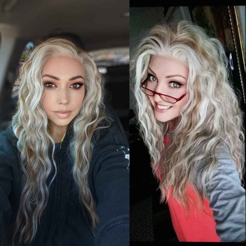 IMSTYLE Long Brown Blonde Wigs: 13x4 Synthetic Lace Front Wig, Highlight Blonde Curly Wig Hair Heat Resistant Fiber Natural Hairline Daily Wig 24Inches (Brown Blonde)