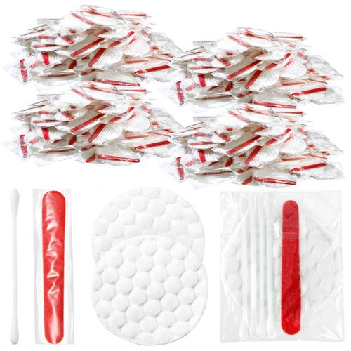Tondiamo 400 Set Hotel Vanity Set Individual Vanity Kit Hotel Hospitality Set Disposable Travel Amenities Kit Bulk Include Cosmetic Cotton Pads, Cotton Swabs, Nail File for Shelter Homeless