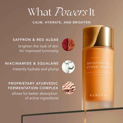 RANAVAT Radiant Rani Brightening Saffron Facial Essence - Hydrating Milk Toner Formulated with Niacinamide & Squalane to Moisturize & Calm Skin - Helps Improve The Appearance of Dark Spots (100ml)