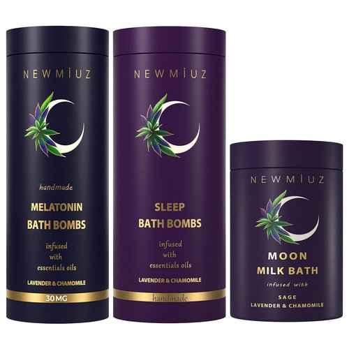 Deep Sleep Fizzing Bubble Bath Bombs Lavender Chamomile Sage Pack of 3 Perfect for Gifting Birthday Christmas or Stocking Stuffers