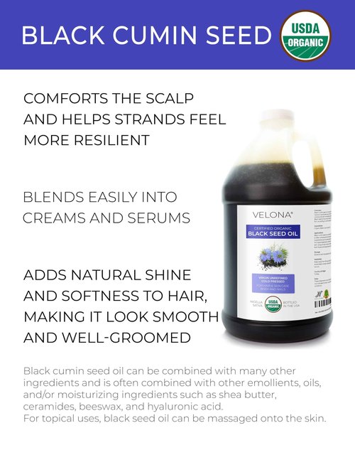 velona Black Cumin Seed Oil USDA Certified Organic - 64 Fl Oz | 100% Pure and Natural Carrier Oil | Unrefined, Cold Pressed | Hair, Body and Skin Care | Use Today - Enjoy Results…