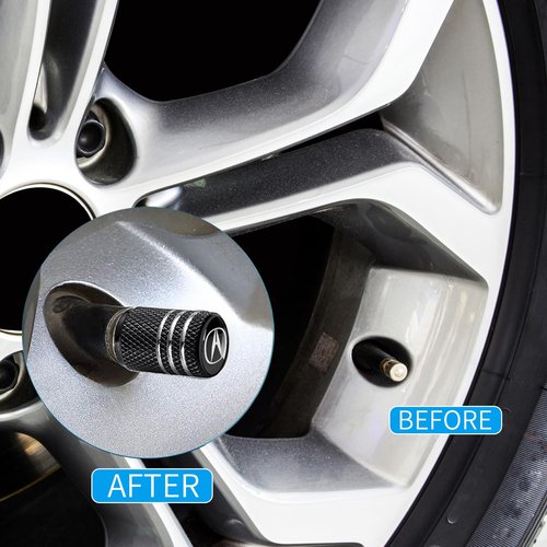Tire Valve Stem Cap Cover for Acura Belt O-Ring Seal Corrosion Resistant,Tire Valve Stem Air Cap 4 Pack Black