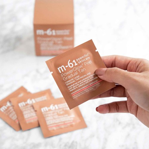 m-61 PowerGlow Peel Gradual Tan | 1-Minute, 1-Step Exfoliating Facial Peel To Build A Streak-Free Radiant Glow. With Glycolic and Salicylic Acid. Dermatologist & Allergy Tested - 30 Treatments
