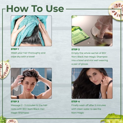 SAVE! 20x 20g. BSY NONI BLACK HAIR COLOR Organic Natural Hair Dye (Black) Covers Grey Hairs (No PPD para-phenylenediamine) by BSY