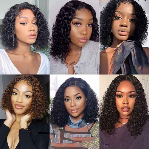 Amznlady Curly V Part Wig Human Hair Brazilian Virgin Human Hair Wigs for Black Women Upgrade U Part Wigs Glueless Full Head Clip In Half Wig No Leave Out 180% Density Natural Black 16 Inch