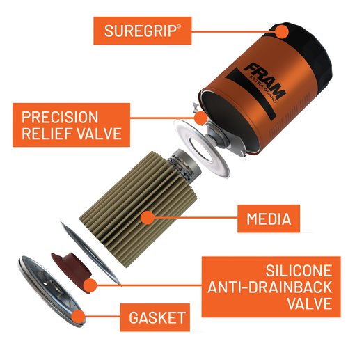 FRAM Extra Guard PH6607, 10K Mile Change Interval Spin-On Oil Filter, black