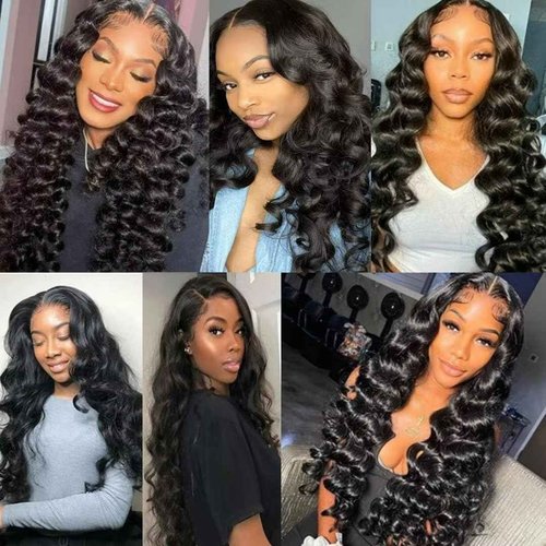 Ladiaryf Loose Wave Hair Bundles Thick Brazilian Virgin Human Hair Loose Wave Bundles for Women Natural Black Color Can Be Dyed and Styled Total 300g 16 18 20 Inch