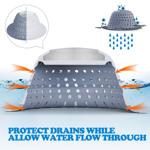 zaa Bathtub Drain Hair Catcher, Premium Silicone Collapsible 2 Pack Drain Protector for Pop-Up & Regular Drains of Shower, Bathtub, Tub, Bathroom, Sink, Blue