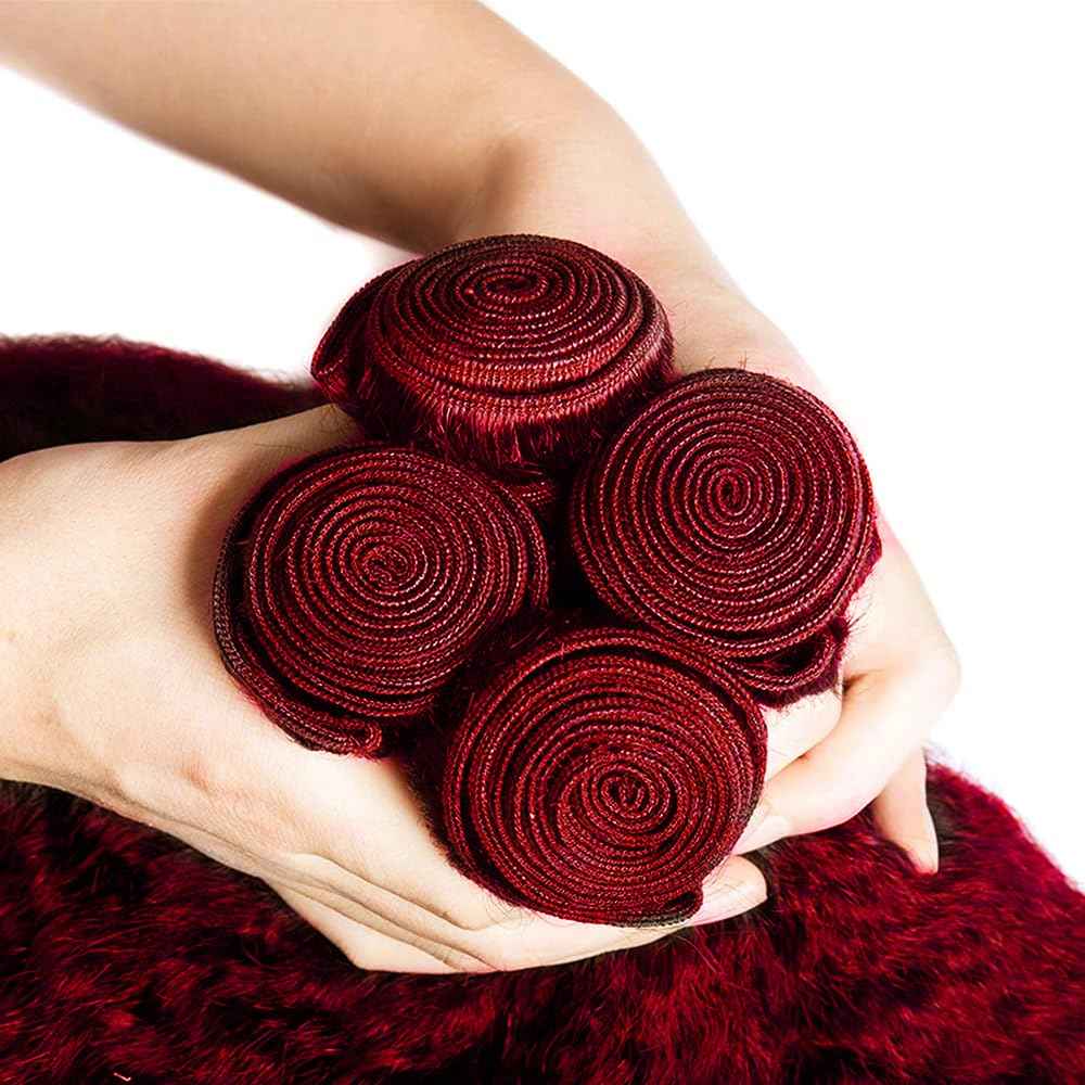 28 28 28 inch Burgundy Bundles Human Hair Red Kinky Straight Bundle 99J Human Hair Bundles Burgundy Yaki Bundle