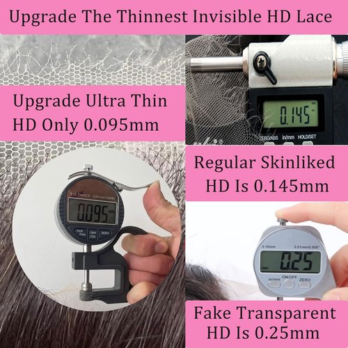 Upgrade Real Skinliked 5X5 HD Closure Human Hair Straight Lace Closure 0.095 mm Ultra Thin Invisible HD Lace Closure Pre Plucked Natural Hairline With Baby Hair 100% Real Human Hair Black 14 Inch