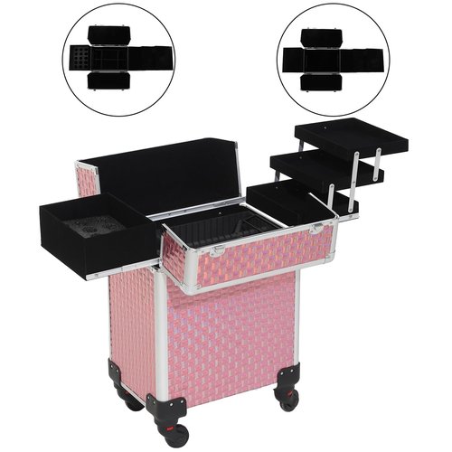 CHANNCASE Rolling Makeup Cart with Wheels for Cosmetics Storage (Pink)
