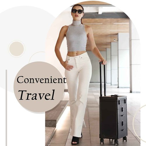 Frenessa Rolling Nail Case - Wheeled Vegan Leather Manicure Storage Organizer for Nail Technicians, Cosmetologists, and Stylists