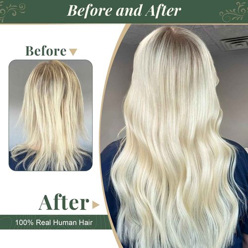 Missme Tape in Hair Extensions Human Hair 18 inch 20 Pcs 50g #60 Platinum Blonde Tape ins Human Hair Extensions Remy Hair Skin Weft Seamless Invisible Silky Straight Thick Ends Add Length