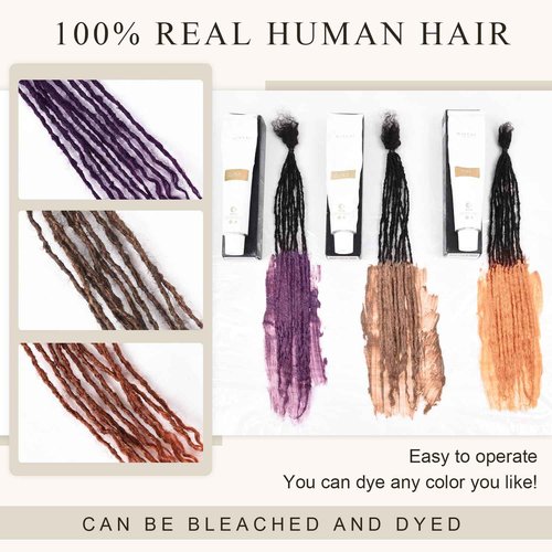 DAIXI Handmade Interlocking Sisterlocks Curly Tips 100% Real Human Hair Permanent Micro Locs Extensions Natural Looking Soft Dreadlocks Can Be Bleached and Dyed.(1B - 0.2cm, 10 Inch 60 Strands)