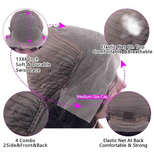 Aorbige Body Wave Style Highlight Ombre Lace Frontal Wig Human Hair Wigs #4/27 Brown with Honey Blonde Color for Black Women Pre Plucked Hairline 180% Density (24inch, 13x6 Lace Front Wig)