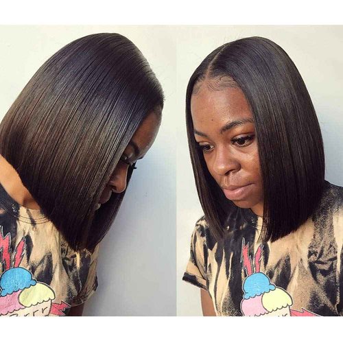 QUINLUX WIGS HD Transparent Lace Short Bob Human Hair Wigs Pre Plucked 13X4 Lace Front Wig 150% Density Brazilian Remy Hair Bob Cut Human Hair wig for Woman Natural Color 10Inch