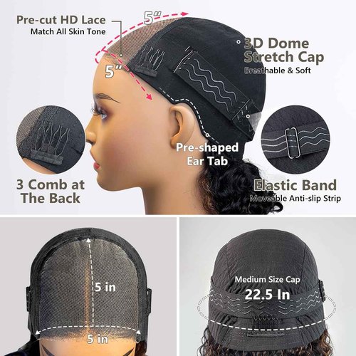 Smilegirl 1B/30 Bob Honey Brown Wig Human Hair Deep Wave 5x5 HD Lace Closure Wigs Human Hair Wear and Go Pre Cut Brown Highlight Wig Human Short Wigs for Black Women 14"