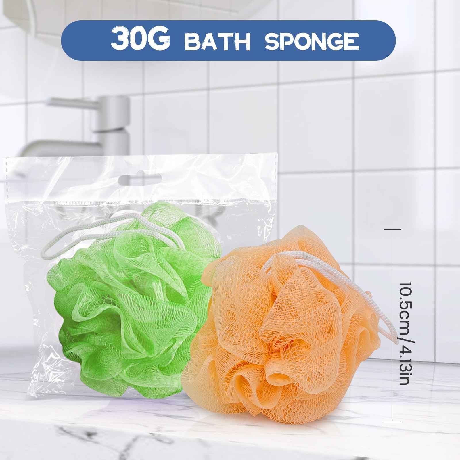 (50 Pack) Kheoxusa Loofah Individually Wrapped,Individually Wrapped Loofah,Travel Size Shower Bath Scrunchies,Sponges Pouf Mesh for Body Bath Shower Travel Guest Bulk Mini Small Pack (Color Random)