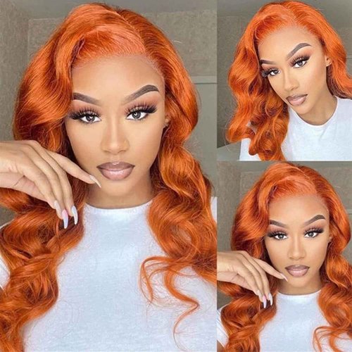 Beaushine 10A Brazilian Bundles with Closure Human Hair Body Wave Quick Weave Hair-14 16 18+14 inch, 350 Ginger Color Body Wave Human Bundle with Free Part Lace Closure