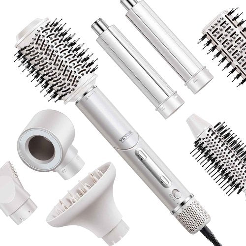 VEVOR Hair Styler Dryer Brush, 7-in-1 Professional Multi Styler with Brushless Motor, 2 Auto-Wrap Curler, 3 Brushes & 3 Nozzle, 110,000RPM High-Speed Hot Air Styler, 90° Folding Design for Fast Drying