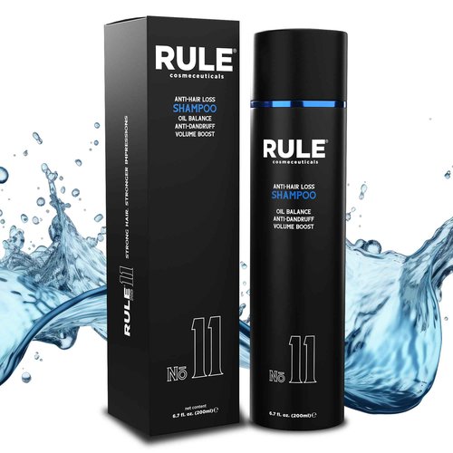 RULE COSMECEUTICALS - No.11 Anti-Hair Loss Shampoo for Men, DHT Blocker and Root Activator for Hair Regrowth, Anti-Dandruff & Oil Control Formula, Thickening & Strengthening for Thinning Hair - 200 mL