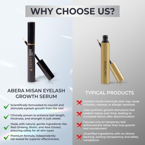 Abera Misan Eyelash Growth Serum (Upgrade Version) - Natural Lash Booster and Lash Enhancer, Regenerating and Nourishing Lashes Longer and Thicker (B. Set of 2)