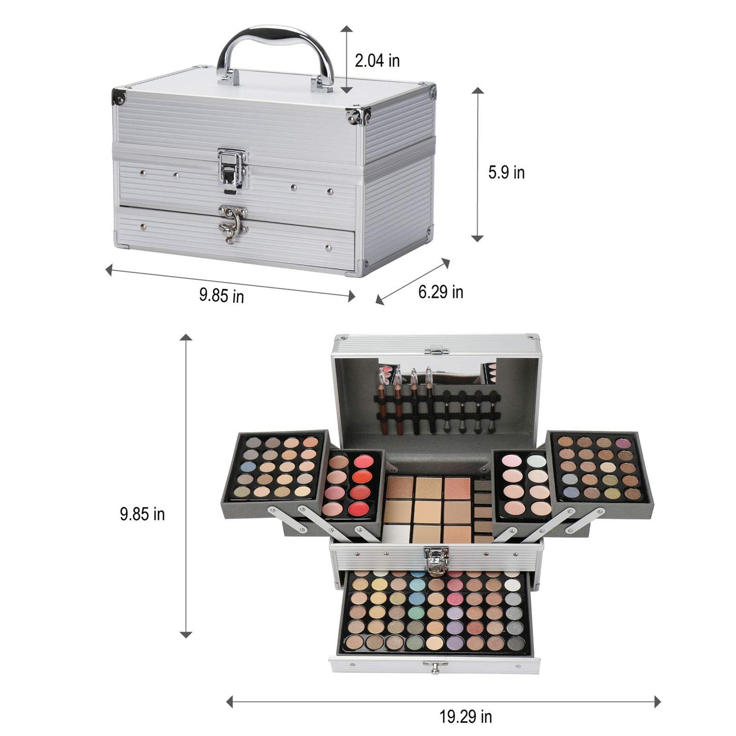 PhantomSky Professional 132 Colors All-in-one Makeup Palette Cosmetic Contouring Kit Combination with Eyeshadow, Cream Concealer, Eyebrow Powder, Lip Gloss Blusher and Pressed Powder