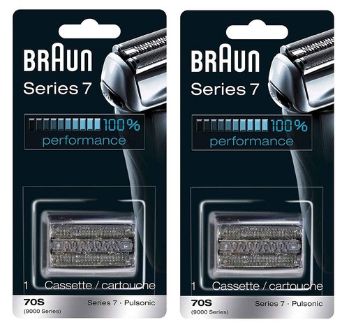 Braun Series 7 70S Replacement Cassette for Electric Shaver, Compatible with Pulsonic and 9000 Series, Pack of 2