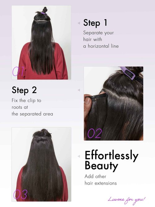 LUVME HAIR Hair Extensions Real Human Hair Fullness with 1 Pack 135g Silky Straight Clip in Hair Extensions 9pcs 20clips 18 inch Hair