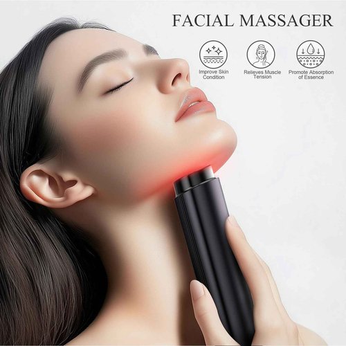 BNU Facial Lift Device, 3-in-1 Light Therapy Beauty Massager for Wrinkle, Lifting, Firming, Puffiness Reduction and Promote Absorption, 4 Level Skin Tightening Machine for Face, Neck and Eye