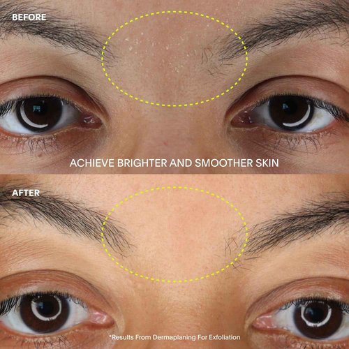 Leaf Shave | Leaf Dermaplaner Kit, All-Metal Reusable Dermaplane Razor and Exfoliating Tool for Women, Includes Matching Stand and 10-Pack of Refills - Silver