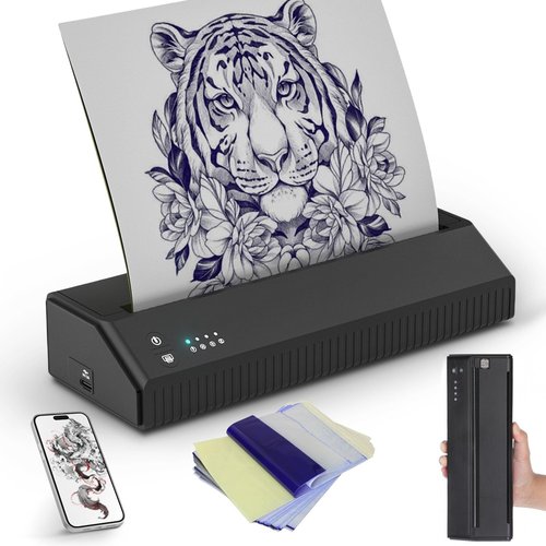 Yuelong Tattoo Transfer Stencil Printer, Thermal Tattoo Printer Machine with 10pcs Transfer Paper Kit Portable Tattoo Transfer Copier Printer for Artist
