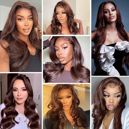 Lace Front Wigs Human Hair Chocolate Brown 13x4 Body Wave Transparent Lace Frontal Wigs for Black Women Human Hair with Baby Hair Pre Plucked For Black Women 180 Density 24 Inch