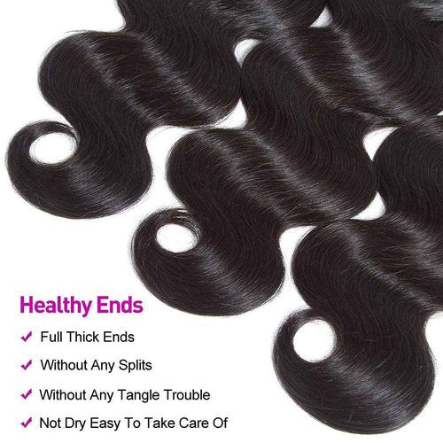 Flady Body Wave 3 Bundles Human Hair 20 22 24 Inch 100% Unprocessed 12A Human Hair Bundles Body Wave 3 Bundles Human Hair Weave Body Wave Human Hair Extensions Natural Color