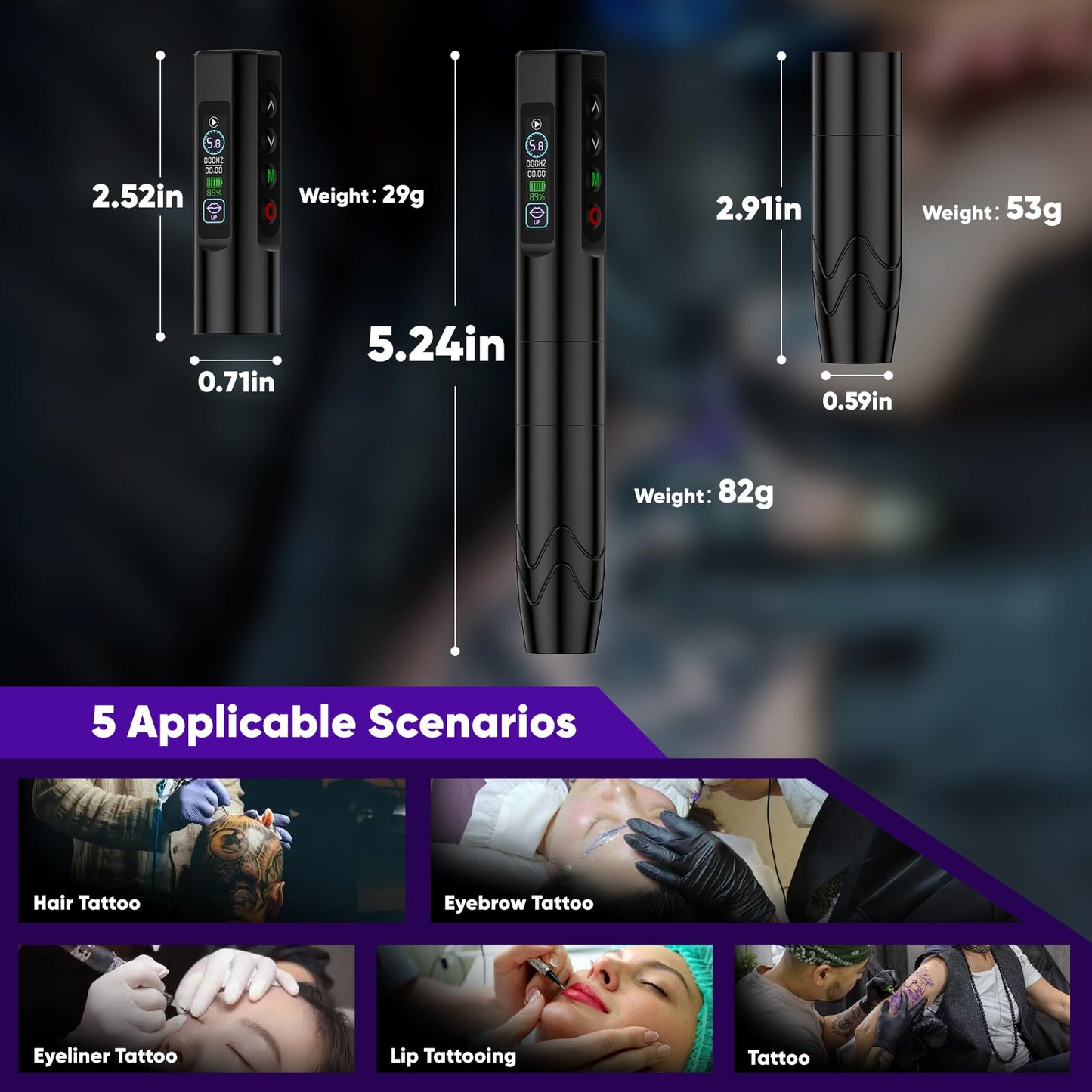 Professional Microblading Tattoo Gun Kit, Wireless Eyebrow Tattoo Pen Machine Kits, Complete Microblading Supplies with 2Pcs 500 mAh Battery, 20Pcs Cartridge Needles for Artists (Black)