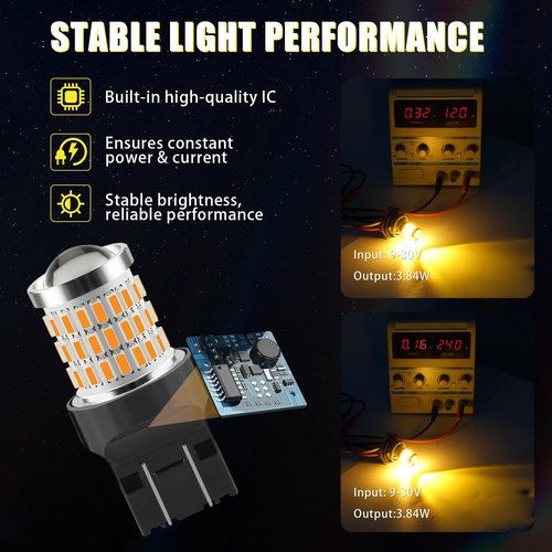 iBrightstar 7443 LED Bulb Amber, 7440 LED Turn Signal Bulbs Super Bright for Blinker Lights and Turn Signal Lights, 2 Pack