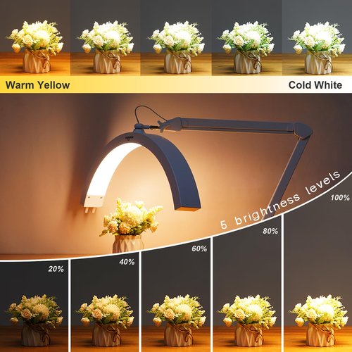 bemelux Desktop Base of LED Half Moon Light for Nail Desk (White)