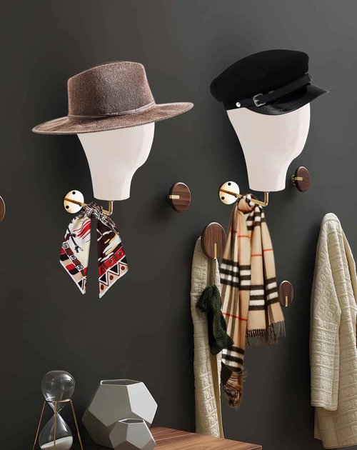 CHADWICK Mannequin Head Wall Mount, Hanging Wig Stand for Wigs, Hats and Glasses, Lash Mannequin Head, Hat Display Stand, Wig Holder for Multiple Wigs, Wig Storage Hanger, Cowboy Hat Rack