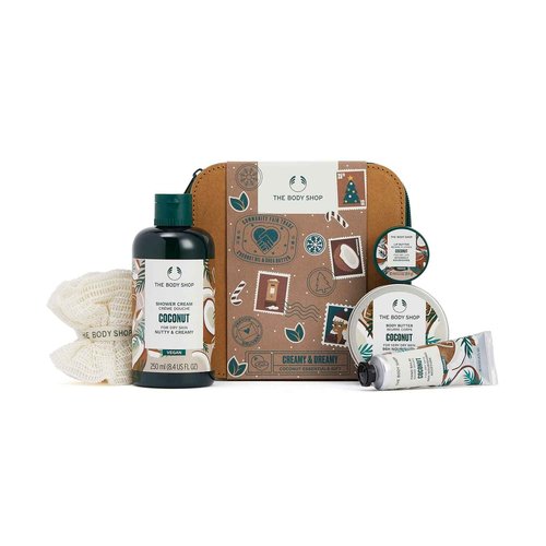 The Body Shop Creamy & Dreamy Coconut Essentials Gift Set – Hydrating & Rejuvenating Skincare for Very Dry Skin – Vegan – 5 Items