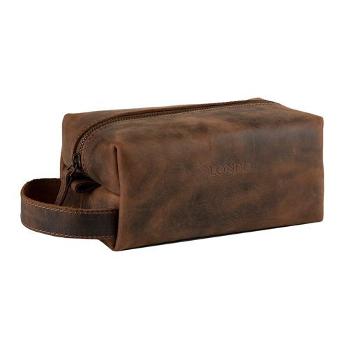Londo Genuine Leather Travel Toiletry, Makeup, Shaving Organizer Bag - Dopp Kits - Unisex
