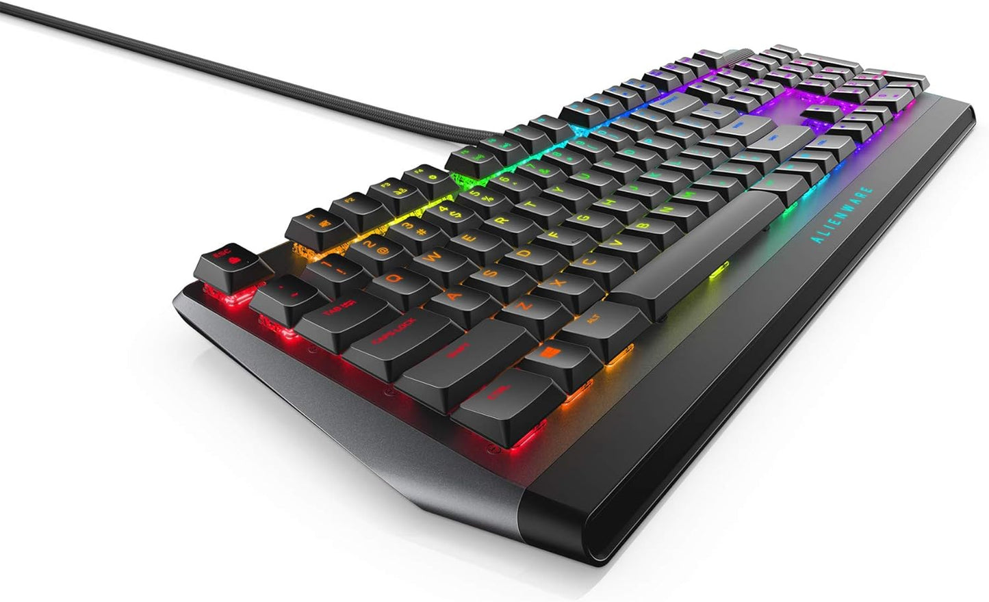 Alienware Low-Profile RGB Gaming Keyboard AW510K, AlienFx Per Key RGB LED Color Backlighting, Media CONTROLS & USB Passthrough, Cherry MX Low Profile Red Switches